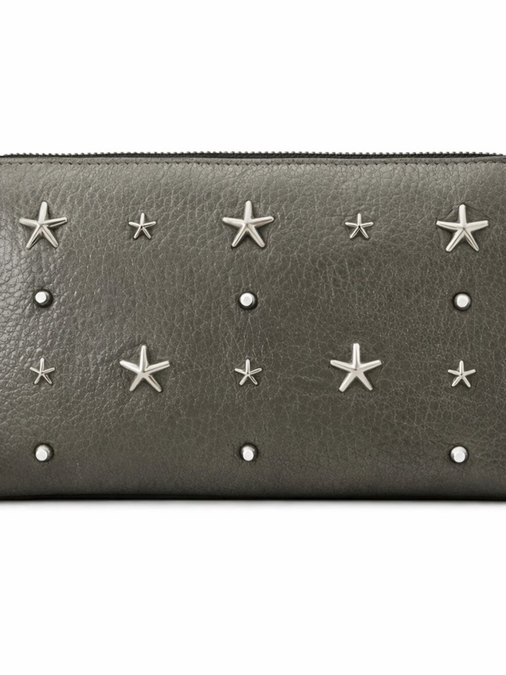 Jimmy Choo Carnaby Zip Wallet Smoke Gray Stars Pearls with Authenticity Card